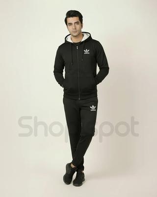 2 Pcs Men's Fleece Printed Hoodie Track Suit