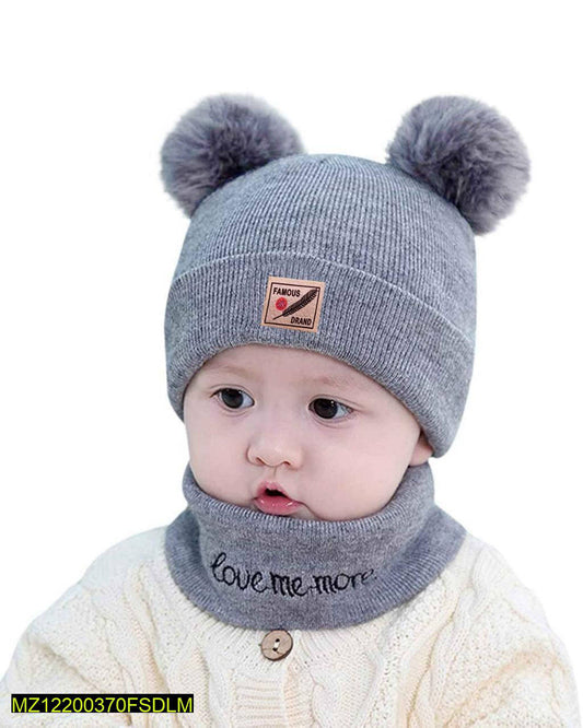 Beanie Wool Cap With Neck Warmer Attached.