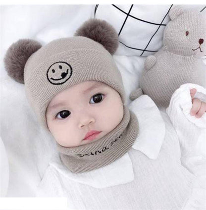 Beanie Wool Cap With Neck Warmer Attached.