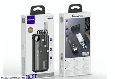 Buit-In 4 In 1 Charging Power Bank - Portable 10000mAh with Dual USB Ports