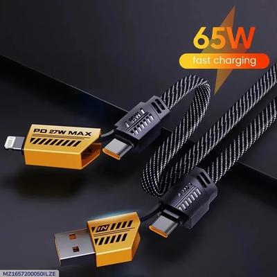 Fast Charging TPE 3 in 1 Charging Cable - 65 Watts Power