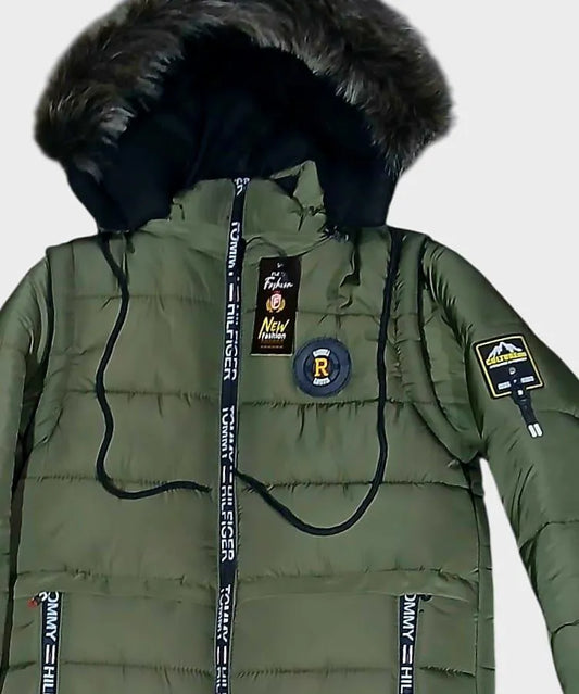 Men’s Plain Puffer Jacket | Polyester | Winter Wear