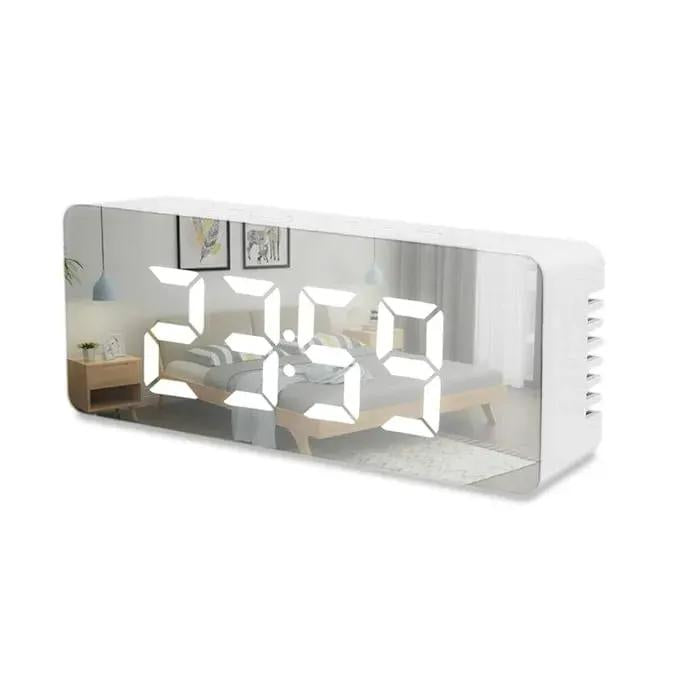 Smart LED Mirror Table Clock with Digital Alarm & Snooze Function