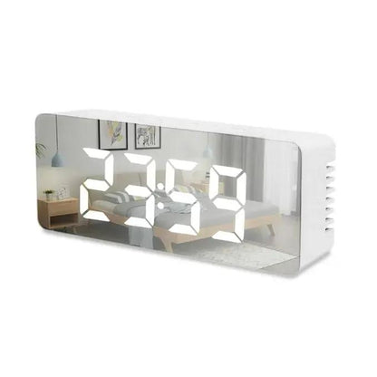 Smart LED Mirror Table Clock with Digital Alarm & Snooze Function
