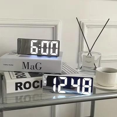Smart LED Mirror Table Clock with Digital Alarm & Snooze Function