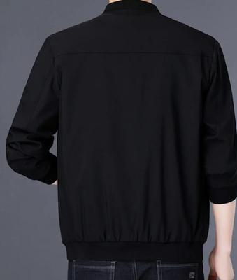 Men’s Warm Fleece Jacket – Plain Black Collared Design