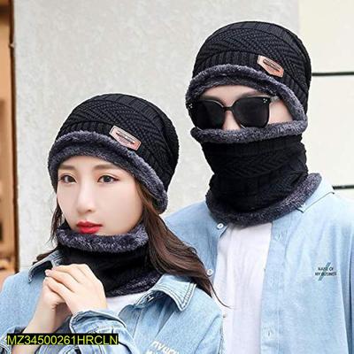 Beanie Wool Cap With Neck Warmer