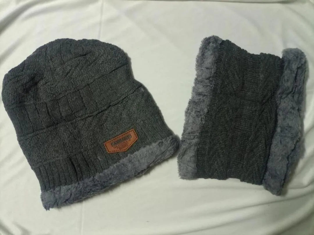 Wool Plain Beanie & Neck Warmer
