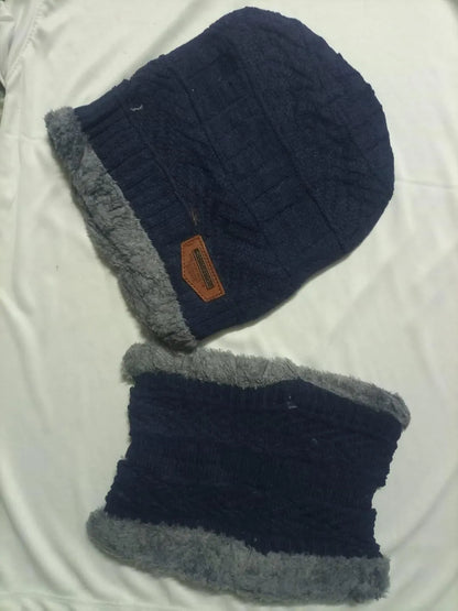 Wool Plain Beanie & Neck Warmer