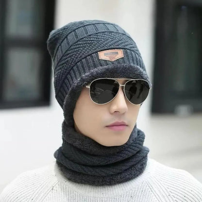 Wool Plain Beanie & Neck Warmer